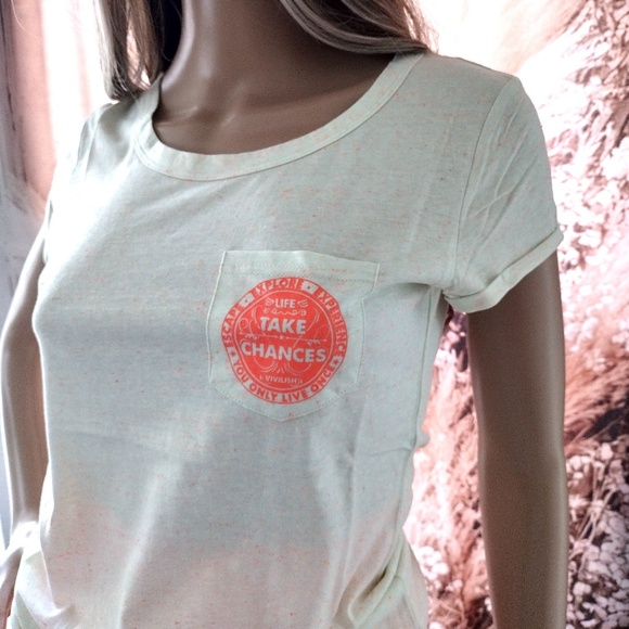 Vivilish Women's Lime Green w/Orange YOLO Surf Beach Skater Style T-Shirt Top - Picture 6 of 7